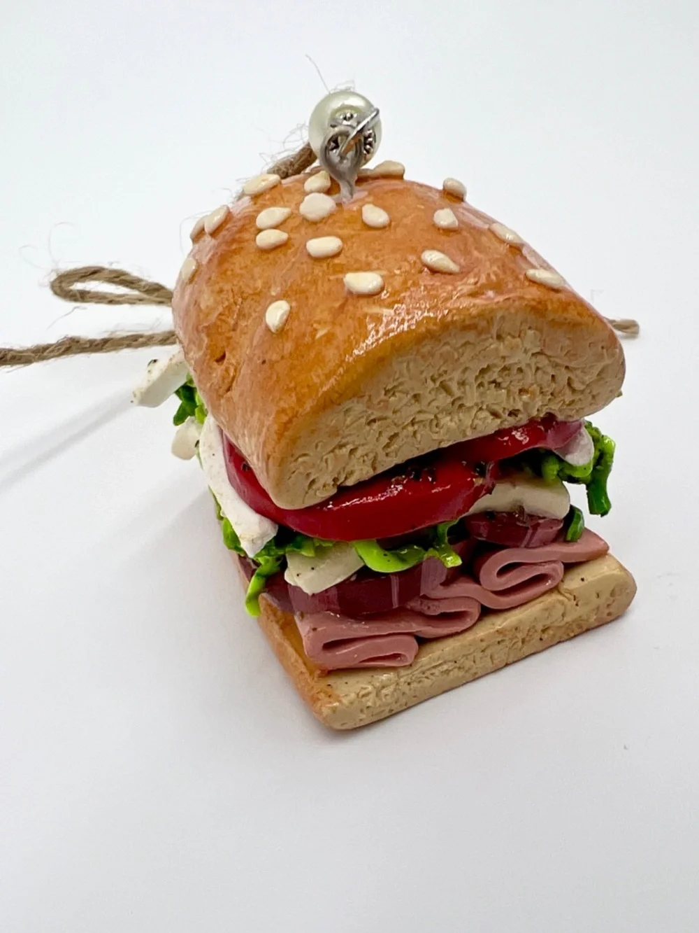 Ham, Salami & Cheese Sandwich Ornament | Handmade Italian Deli Sub Ornament